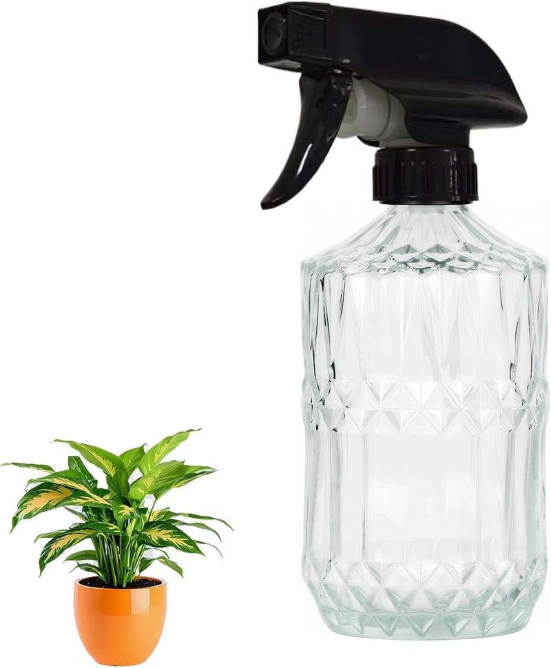 YYTSGG Clear Glass Handheld Spray Bottle, 15oz Refillable Plant Mister Bottle, Water Spray Bottle with Adjustable Mist Nozzle for Indoor Flowers, Outdoor Gardening, Cleaning, Hair and Pets Care - Image 1