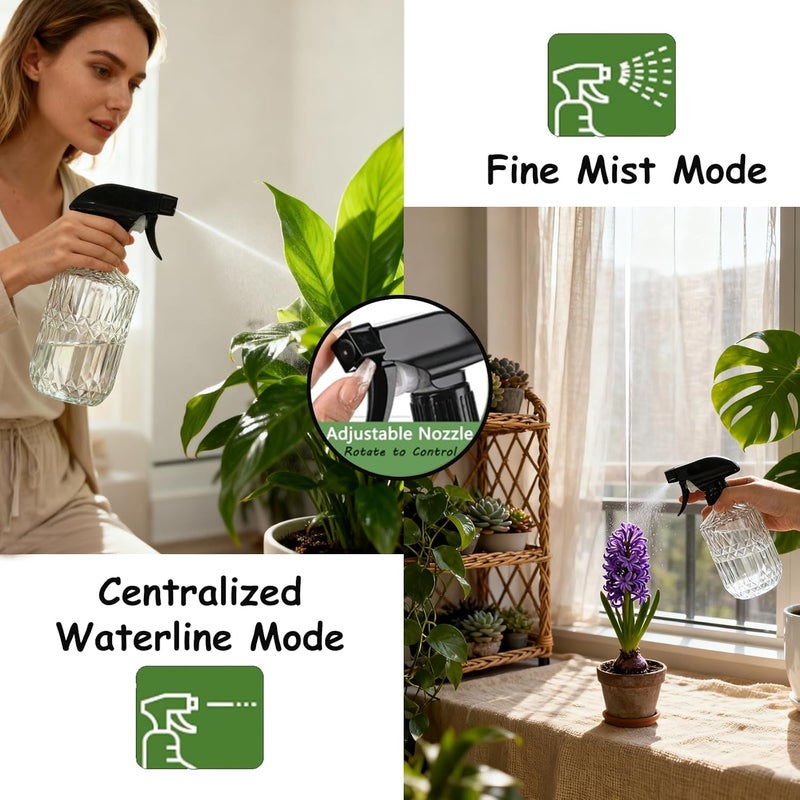YYTSGG Clear Glass Handheld Spray Bottle, 15oz Refillable Plant Mister Bottle, Water Spray Bottle with Adjustable Mist Nozzle for Indoor Flowers, Outdoor Gardening, Cleaning, Hair and Pets Care - Image 5