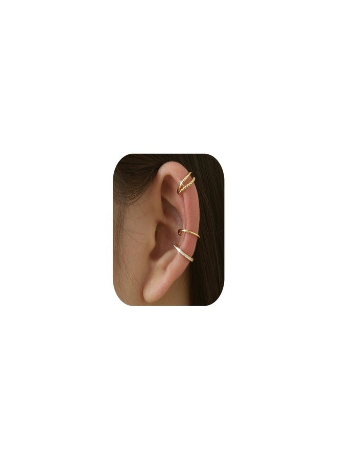 Fansilver 3Pcs Ear Cuff Earrings for Women Non Piercing14K Gold Plated Ear Cuffs Clip on Cartilage Earrings Adjustable Fake Earring Lightweight G - Image 1