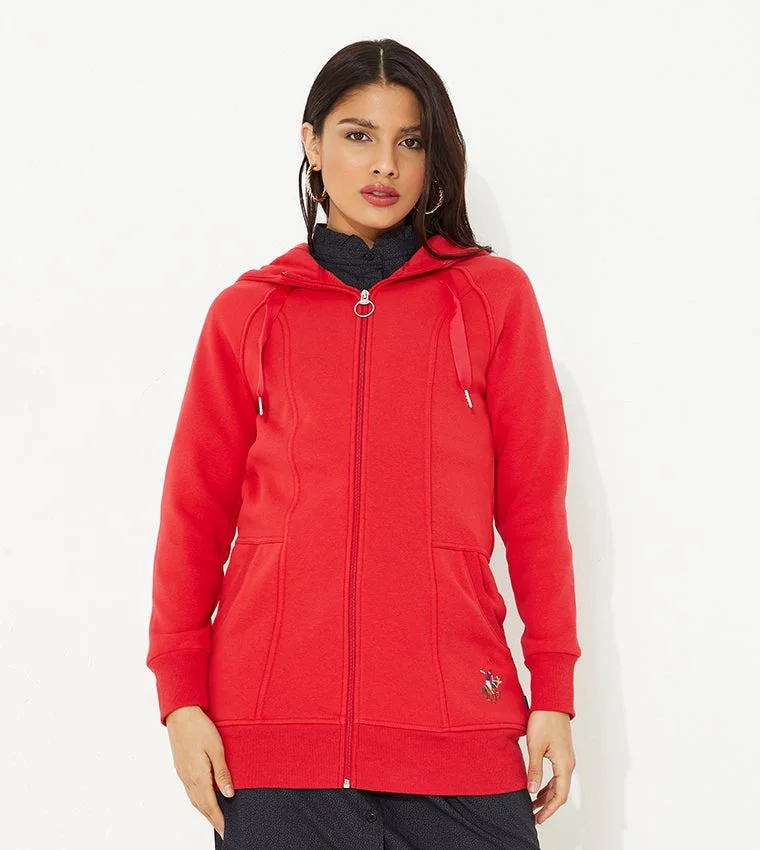 بيفرلي هيلز بولو كلوب Beverly Hills Polo Club Women's Solid Fleece Zip-Through Hoodie