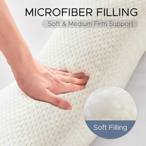 SCHNAUZER HOME Body Pillow for Adults - Soft Long Bed Pillows Insert for Sleeping - Shredded Memory Foam and Removable Washable Cover - Swan Shaped Pregnancy Side Sleeper Pillow 49 Inch (Beige) - Image 4