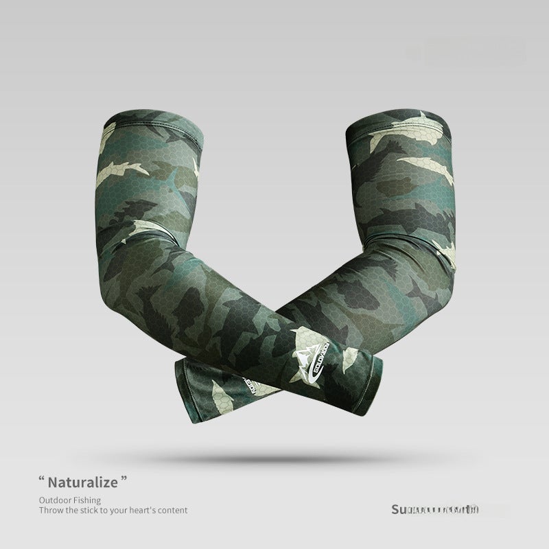 Summer Fishing UV Protection Arm Sleeves for Men Golden graffiti  - Image 5