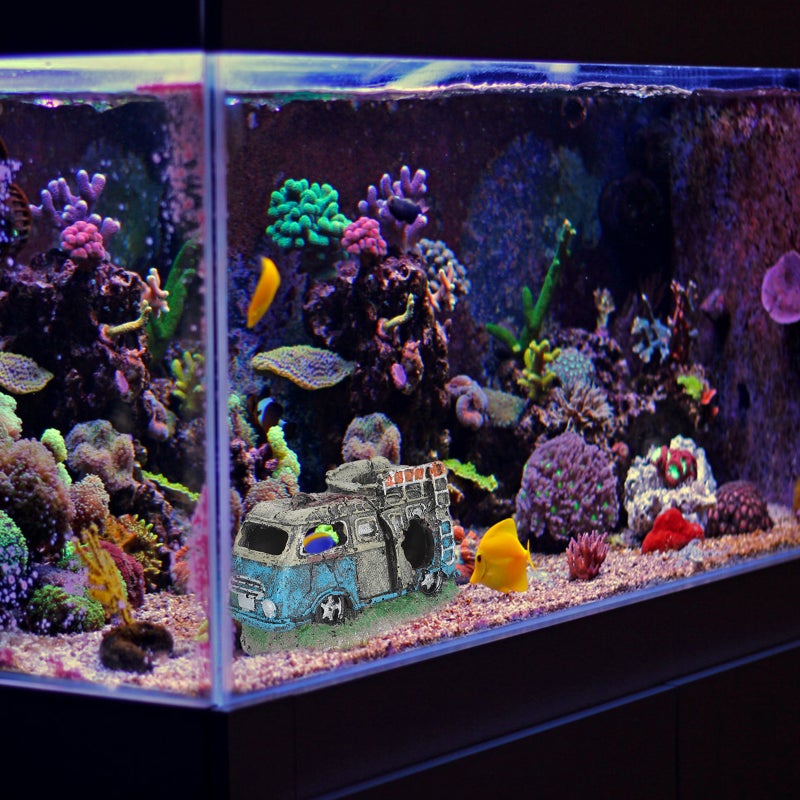 Aquarium Fish Ornament Resin Car Wreck Shape Ornament Hiding Cave Decor - Image 4