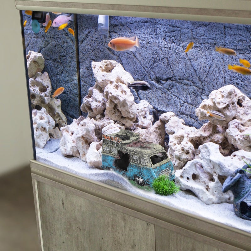 Aquarium Fish Ornament Resin Car Wreck Shape Ornament Hiding Cave Decor - Image 5