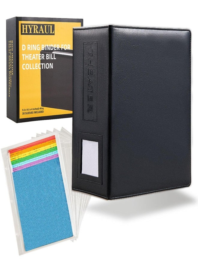 HYRAUL 4‘’ Show-Bill Binder Includes 30 Sleeves with Top Flap, D Ring Organizer for Broadway and Theater Gift, PU Leather with Laber Holder - Image 1