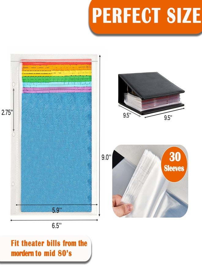 HYRAUL 4‘’ Show-Bill Binder Includes 30 Sleeves with Top Flap, D Ring Organizer for Broadway and Theater Gift, PU Leather with Laber Holder - Image 3