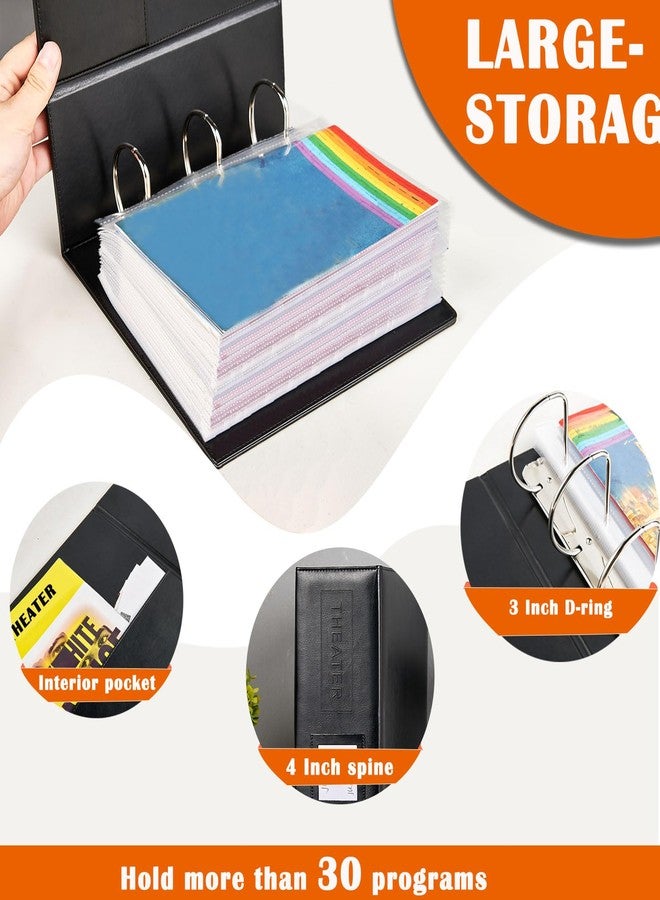 HYRAUL 4‘’ Show-Bill Binder Includes 30 Sleeves with Top Flap, D Ring Organizer for Broadway and Theater Gift, PU Leather with Laber Holder - Image 2