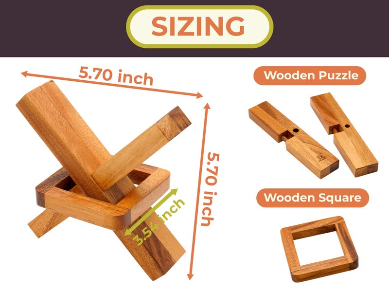 BSIRI Wooden Brain Teasers for Adults Logic Games Gift Puzzle and Mind Teasers for Kids of The Cross Out Tricky Games Wood IQ Puzzles Challenging to Open Trick Lock - Image 3