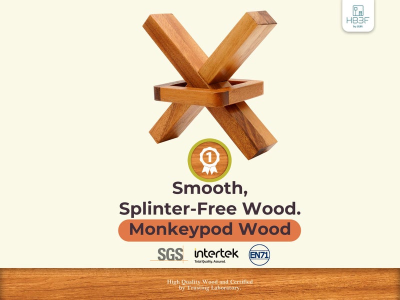 BSIRI Wooden Brain Teasers for Adults Logic Games Gift Puzzle and Mind Teasers for Kids of The Cross Out Tricky Games Wood IQ Puzzles Challenging to Open Trick Lock - Image 2