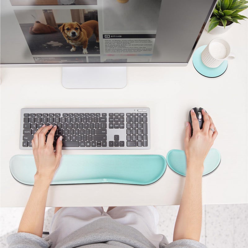 Gimars Upgrade Enlarge Silky Gel Memory Foam Keyboard Wrist Rest, Wrist Rest for Computer Keyboard, Ergonomic Mouse pad Rests for Typing Pain Relief, Wrist Support for Office, Gaming, Blue Gradient - Image 2