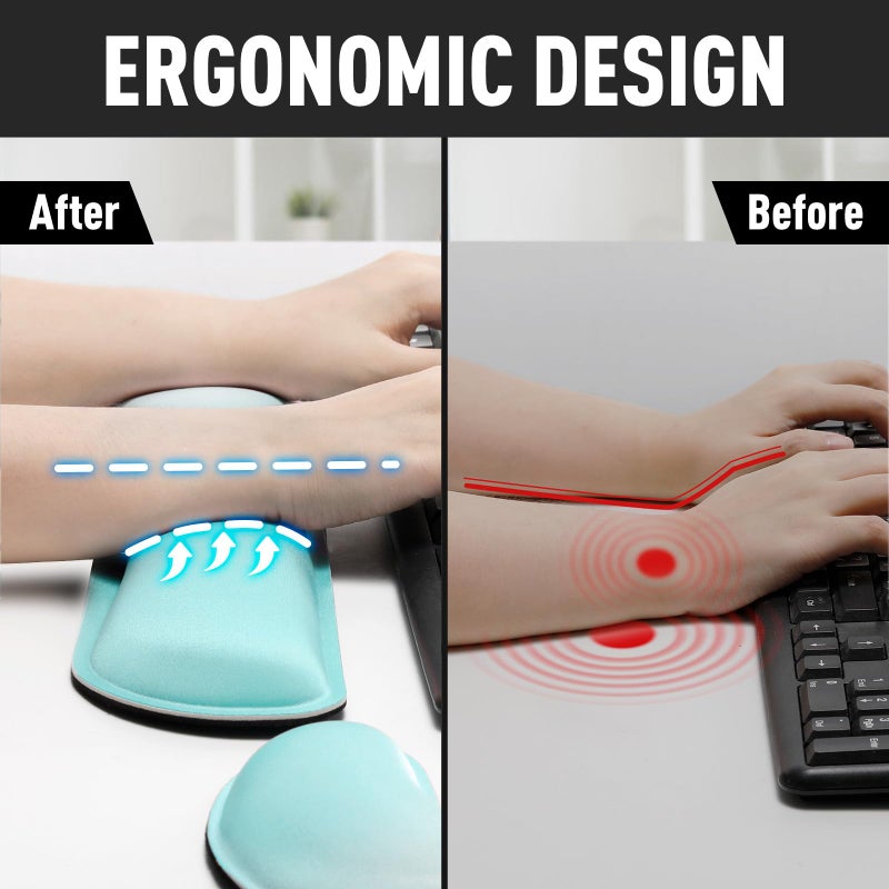 Gimars Upgrade Enlarge Silky Gel Memory Foam Keyboard Wrist Rest, Wrist Rest for Computer Keyboard, Ergonomic Mouse pad Rests for Typing Pain Relief, Wrist Support for Office, Gaming, Blue Gradient - Image 4
