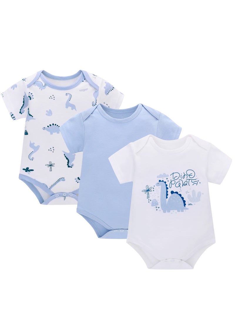 3PCS Set Short Sleeves Baby Bodysuit 100% Cotton Soft And Breathable Baby Onesies