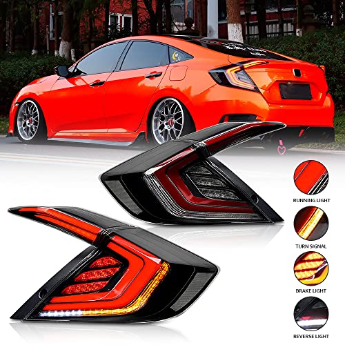 T T-ABC New Lights Compatible with 2006-2026 Honda Civic Tail Light LX EX EXL Sport Touring Type R Hybrid Lamp 8th 10th 11th Gen Accessories Custom Replacement N/A Coupe (16-21 TS1 Sedan N1 Style) - Image 1