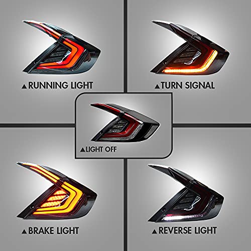 T T-ABC New Lights Compatible with 2006-2026 Honda Civic Tail Light LX EX EXL Sport Touring Type R Hybrid Lamp 8th 10th 11th Gen Accessories Custom Replacement N/A Coupe (16-21 TS1 Sedan N1 Style) - Image 3
