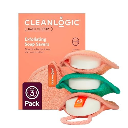 Cleanlogic Bath & Body Exfoliating Soap Saver, Exfoliator Scrubber Pouch, Daily Skincare Routine for Smooth Clean Skin, Assorted Colors, 3 Count Value Pack - Image 1