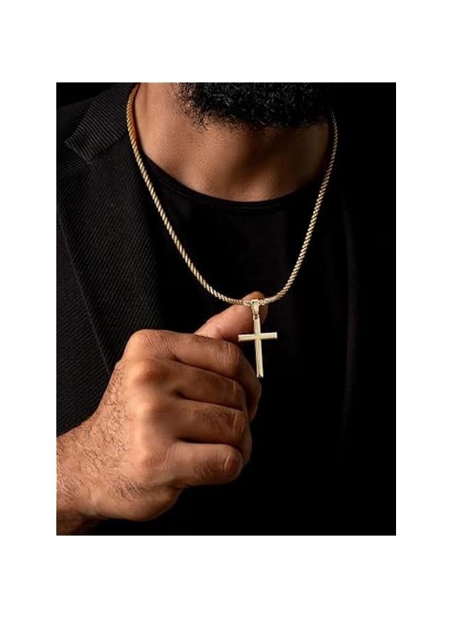 Arabest 925 Sterling Silver Cross Necklace for Men, Hypoallergenic Cross Pendant with Secure Lobster Clasp, Gold Religious Jewelry Gift for Baptism/Easter/Father's day  - Image 5