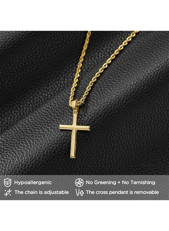 Arabest 925 Sterling Silver Cross Necklace for Men, Hypoallergenic Cross Pendant with Secure Lobster Clasp, Gold Religious Jewelry Gift for Baptism/Easter/Father's day  - Image 2