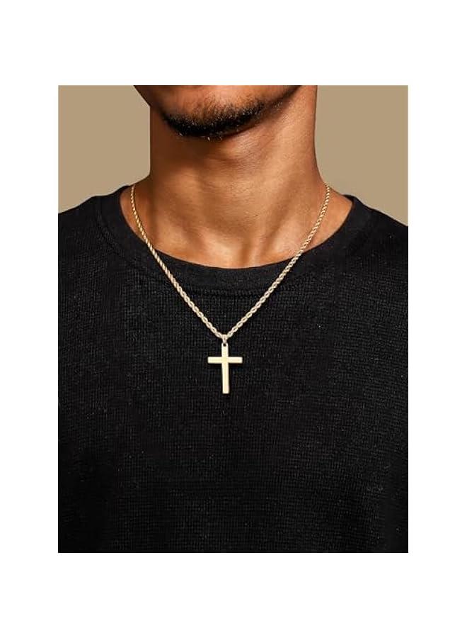 Arabest 925 Sterling Silver Cross Necklace for Men, Hypoallergenic Cross Pendant with Secure Lobster Clasp, Gold Religious Jewelry Gift for Baptism/Easter/Father's day  - Image 4