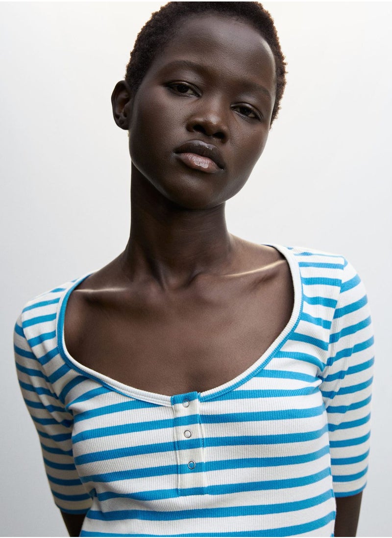 MANGO - Striped Crop T-Shirt - Image 1