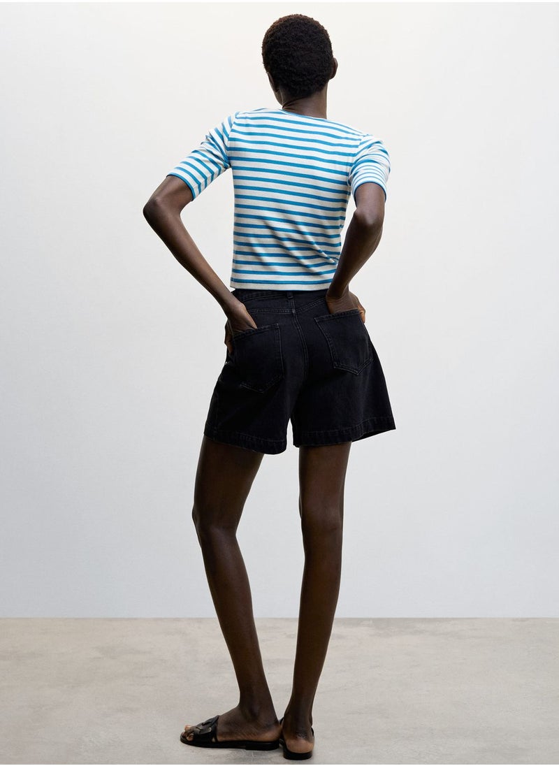 MANGO - Striped Crop T-Shirt - Image 1