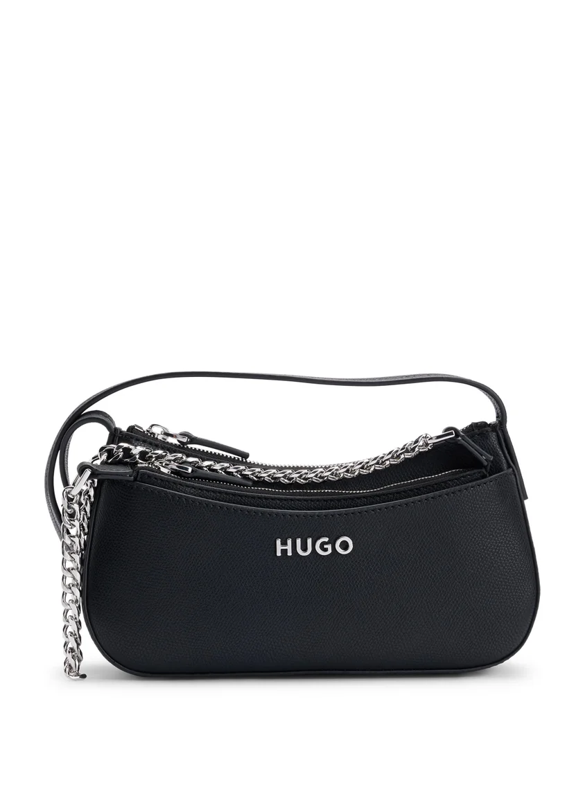 HUGO Logo-trimmed faux-leather crossbody bag with removable clutch