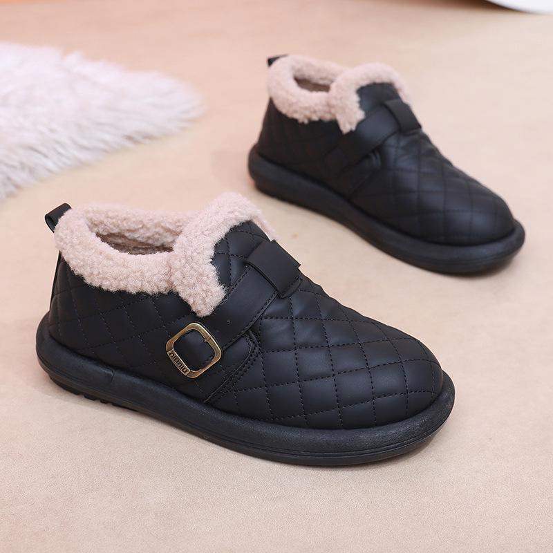 Women'S Cotton Shoes For All Seasons, Old Beijing Leather Flats-Soled Anti-Slip Mom'S Short Boots Fleece-Lined All-Season Waterproof And Cold-Proof Snow Boots - Image 1