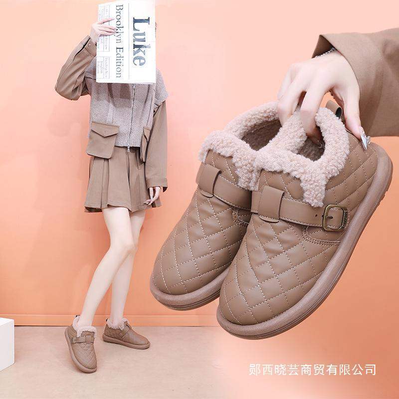 Women'S Cotton Shoes For All Seasons, Old Beijing Leather Flats-Soled Anti-Slip Mom'S Short Boots Fleece-Lined All-Season Waterproof And Cold-Proof Snow Boots - Image 2