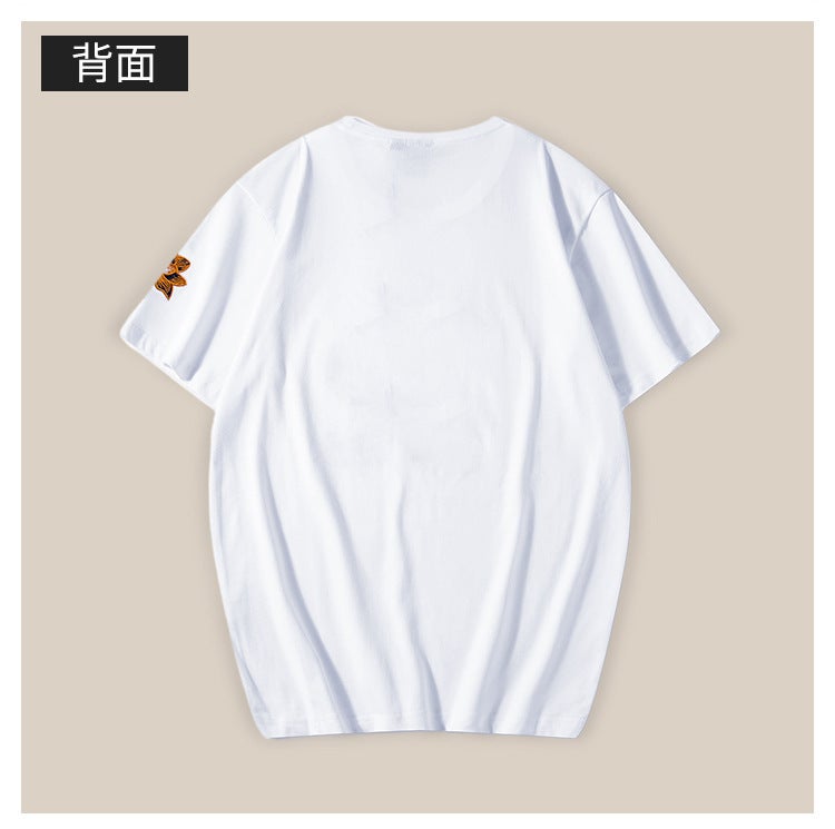 New Men'S T-Shirt Chinese Style Knitted Cotton Embroidered Men'S Short-Sleeved T-Shirt Round Neck Fashion National Trend Top Koi Fish - Image 4