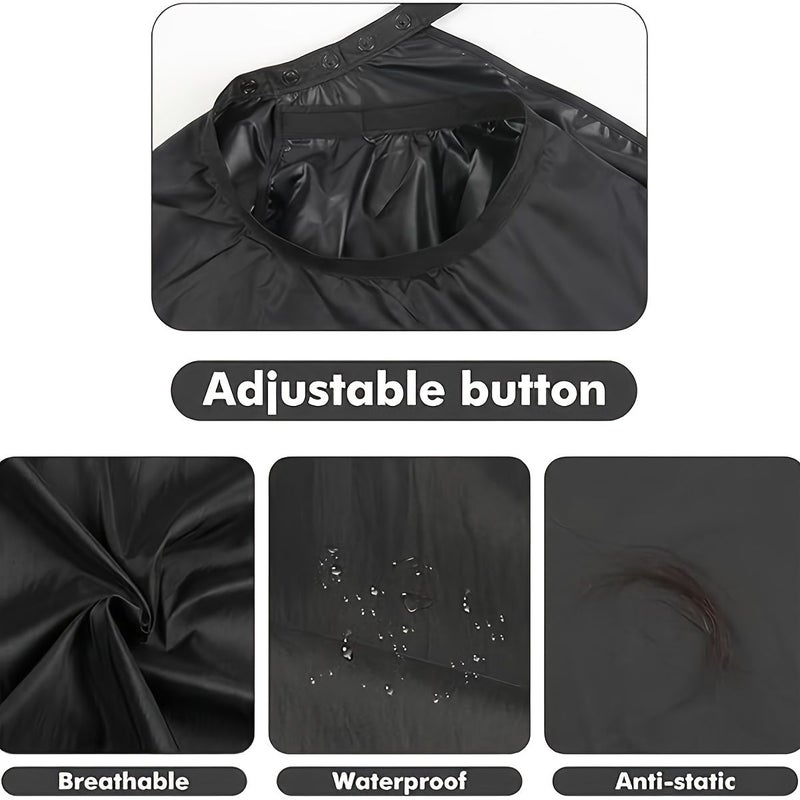 Barber Cape Set With Dust Removal Brush Disposable Neck Strips Haircut Cape for Men Women Black - Image 5