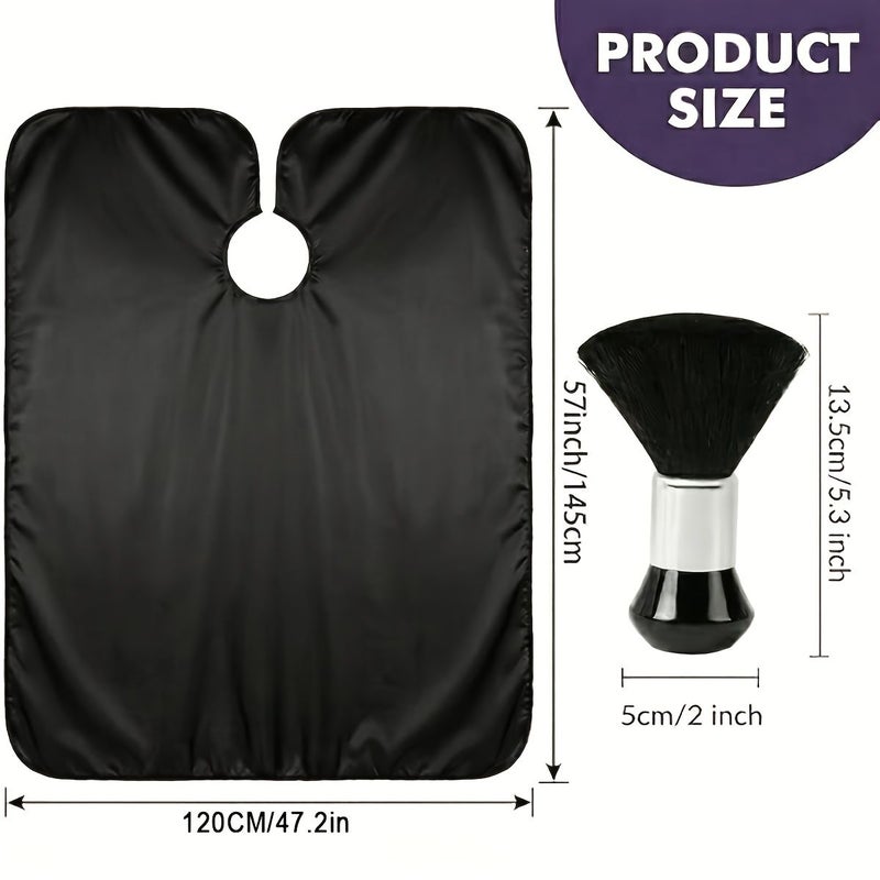 Barber Cape Set With Dust Removal Brush Disposable Neck Strips Haircut Cape for Men Women Black - Image 3