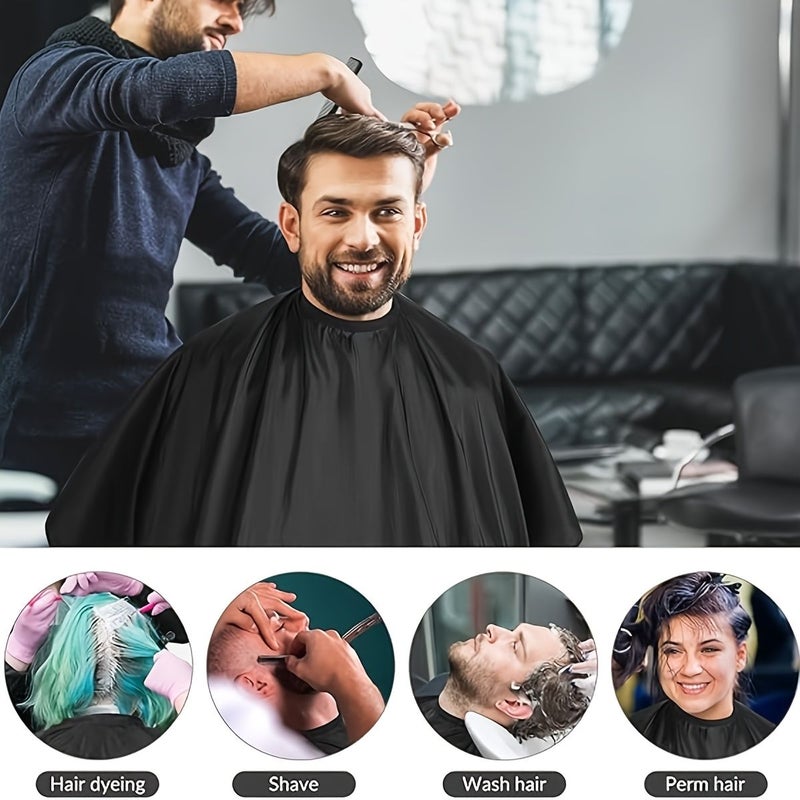 Barber Cape Set With Dust Removal Brush Disposable Neck Strips Haircut Cape for Men Women Black - Image 2