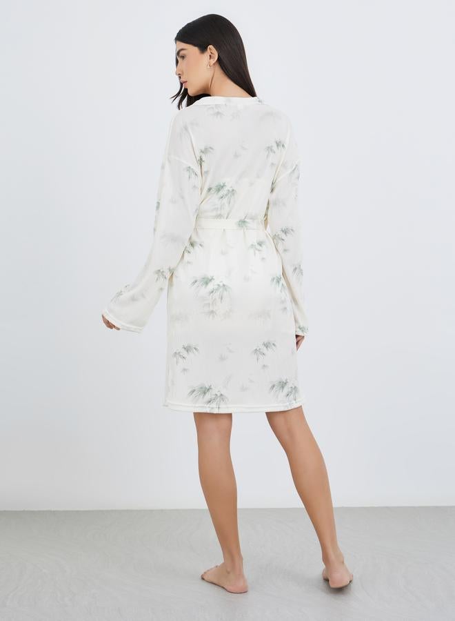 Styli Tropical Print Tie Side Robe - Image 5