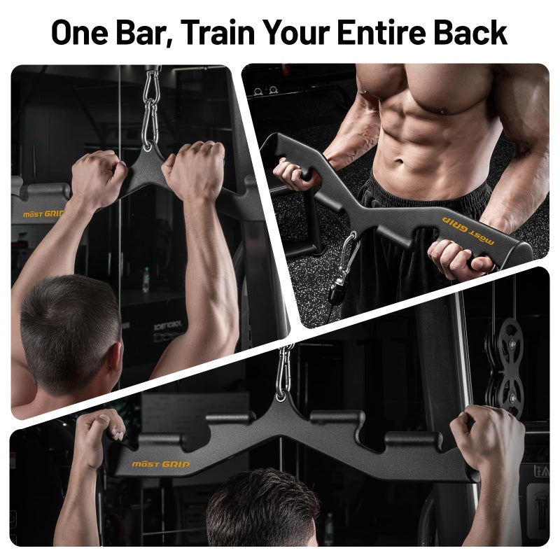 MOST GRIP LAT Pull Down Bar with 6 Ergonomic Handles, Neutral Grip LAT Pulldown Attachments for Whole Back Training, Wide Grip LAT Pulldown Bars for Home Gym Cable - Image 3