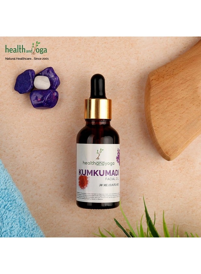 HealthAndYoga® Kumkumadi Face Glow Oil (30 ml) - Ayurvedic Beauty Recipe - Saffron & Herbs Infused Oil - Reduces wrinkles, dullness & pigmentation, Hydrates, Boosts Glow - Night & Day Skin Care Ritual - Image 3