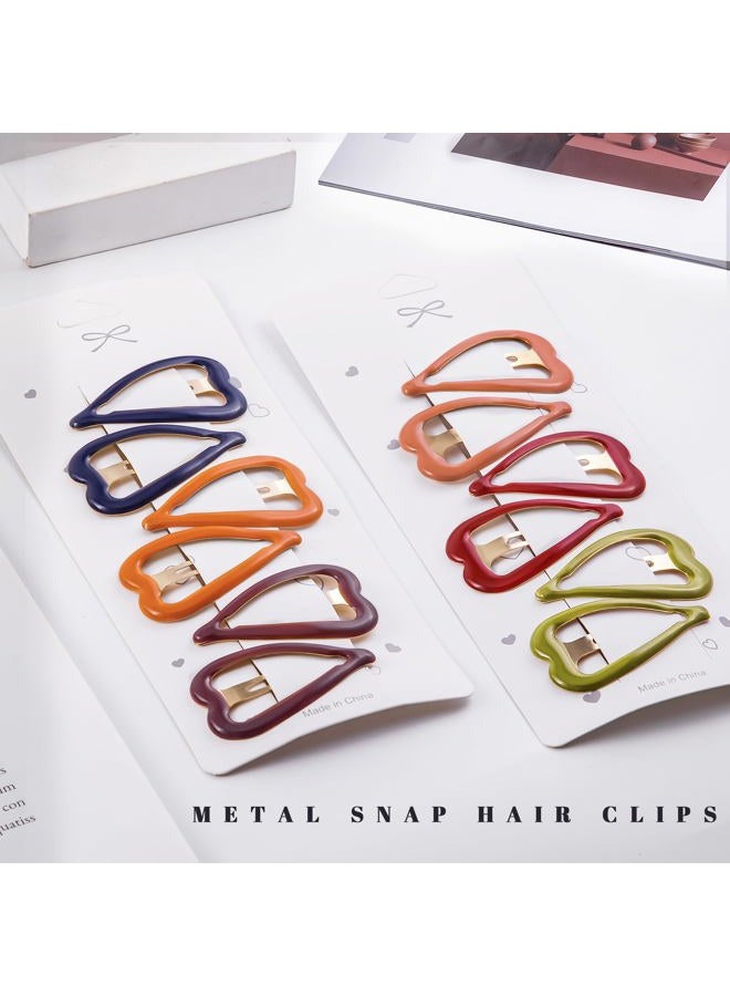 Cptots 12 PCS Metal Snap Hair Clips Heart Shape Hair Barrettes for Women Non Slip Hair Clips For Thick and Thin Fine Hair,Bright Multi-colored,1.9 x 1.1 Inches. - Image 3