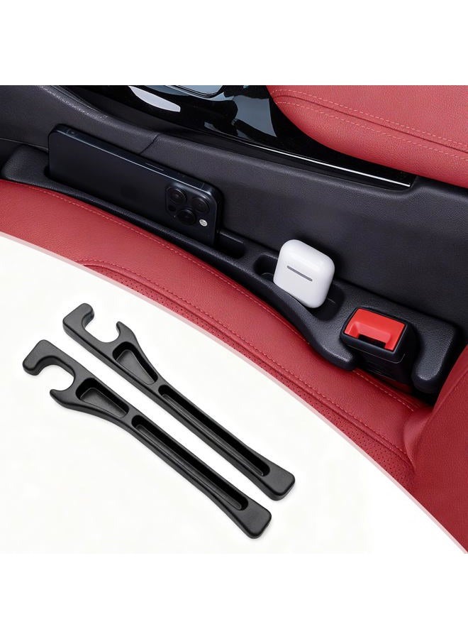 TATATOO Car Seat Gap Filler, Seat Side Gap Filler Organizer with Phone Holder, Universal Fit in Between Car Seat Catcher, Perfect for Car, SUV, Truck (Slotted, Black) - Image 1