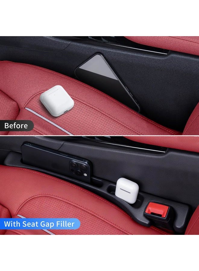 TATATOO Car Seat Gap Filler, Seat Side Gap Filler Organizer with Phone Holder, Universal Fit in Between Car Seat Catcher, Perfect for Car, SUV, Truck (Slotted, Black) - Image 4