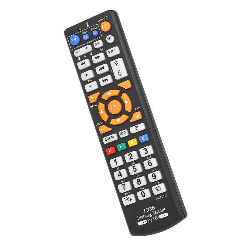 Smart Remote: Black, Fast Code Locating, 3 Devices 126 Keys Learning Function, Sleek Handheld Design With Big Color-Coded Buttons - Permanent Memory, User Friendly Television Control for Multiple Infr - Image 3