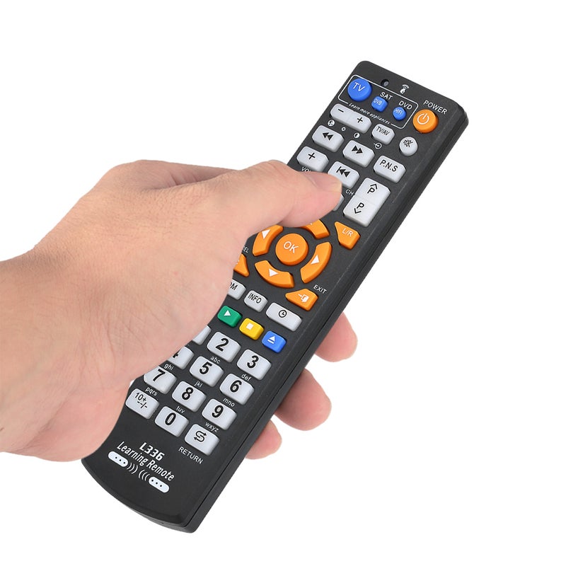 Smart Remote: Black, Fast Code Locating, 3 Devices 126 Keys Learning Function, Sleek Handheld Design With Big Color-Coded Buttons - Permanent Memory, User Friendly Television Control for Multiple Infr - Image 5