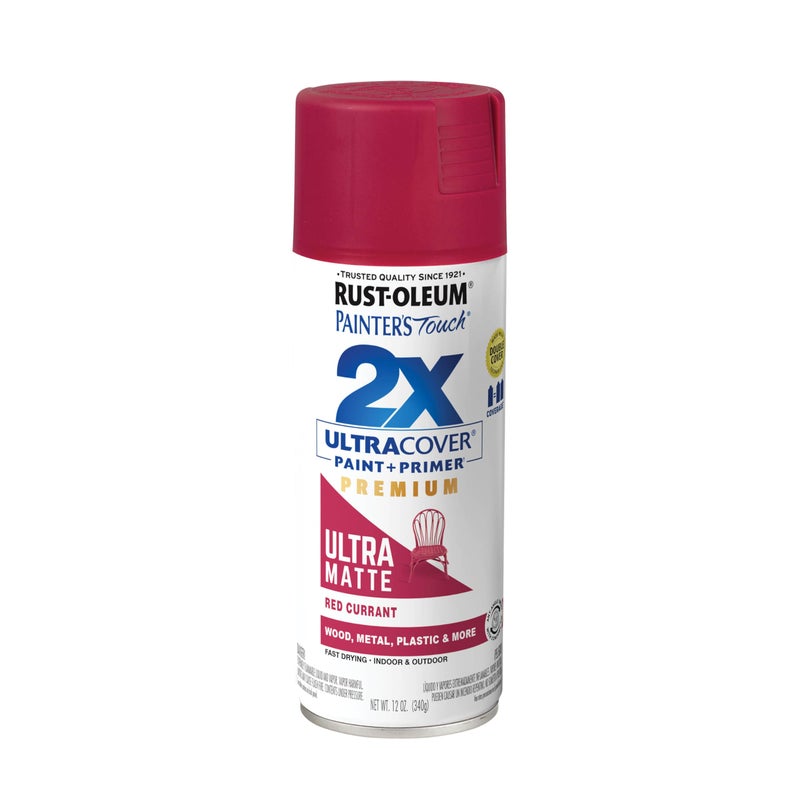 Rust-Oleum 331190 Painter's Touch 2X Ultra Cover Spray Paint, 12 oz, Ultra Matte Red Currant - Image 1