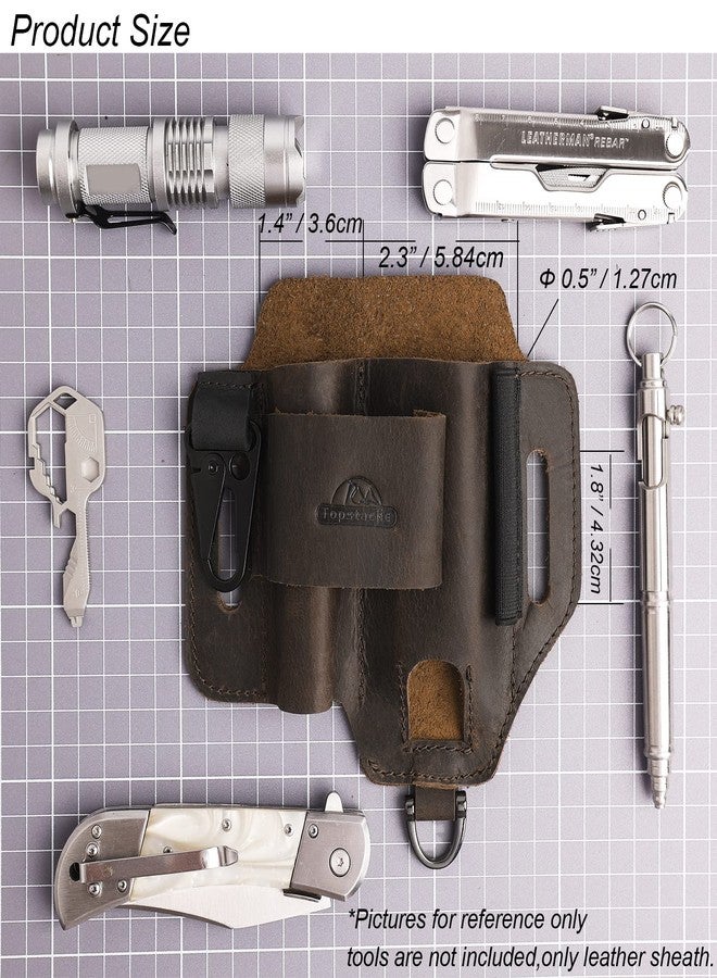 Topstache Leather Multitool Sheath, EDC Belt Organizer, Leatherman Sheath, Darkbrown - Image 5