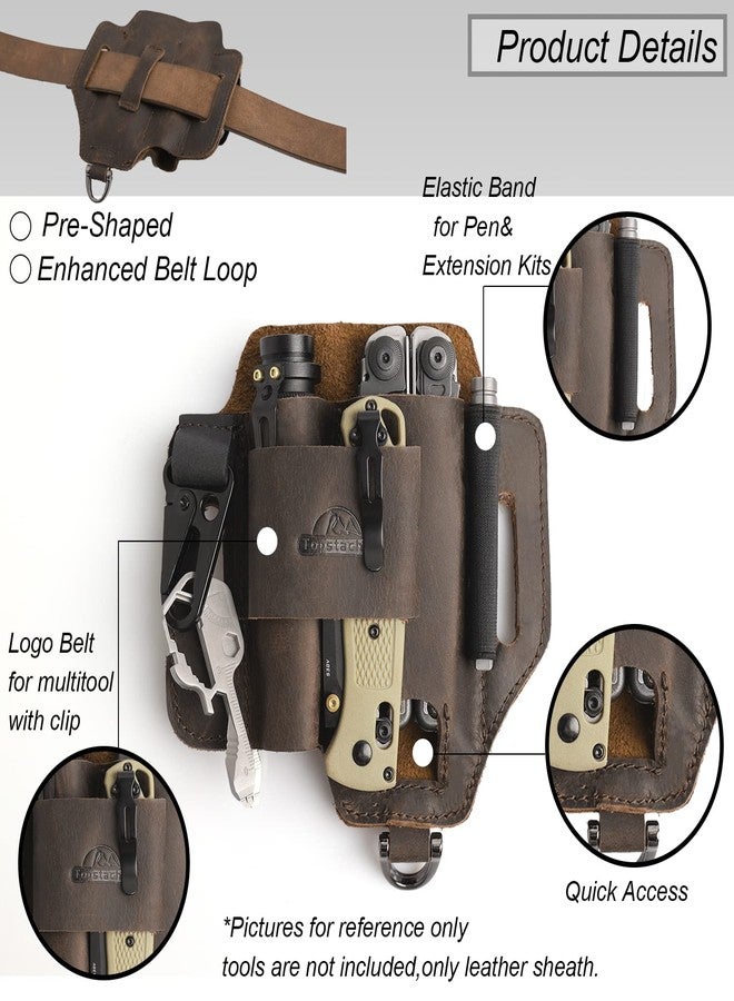 Topstache Leather Multitool Sheath, EDC Belt Organizer, Leatherman Sheath, Darkbrown - Image 4