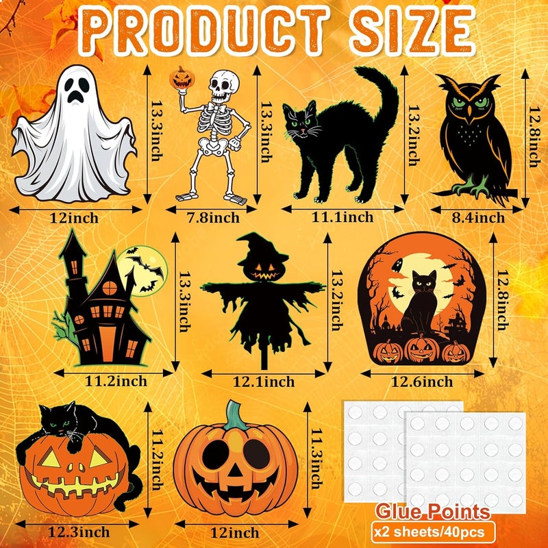 COCHIE Large Size Vintage Halloween Decorations Double-Sided Halloween Cutouts Retro Halloween Cut-Outs Cardboard Old Style for Window Wall Decor(9PCS) - Image 2