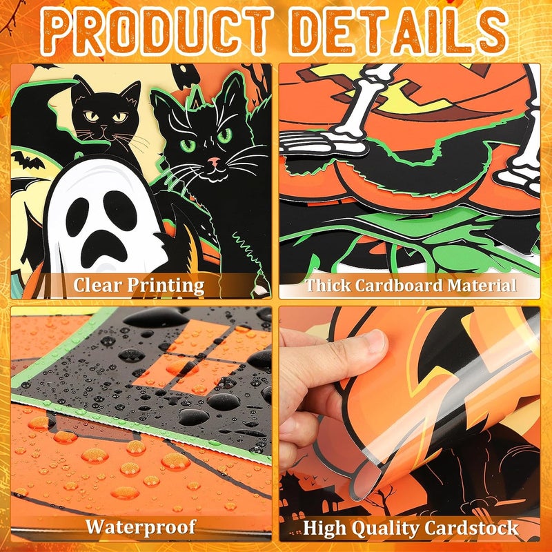 COCHIE Large Size Vintage Halloween Decorations Double-Sided Halloween Cutouts Retro Halloween Cut-Outs Cardboard Old Style for Window Wall Decor(9PCS) - Image 3
