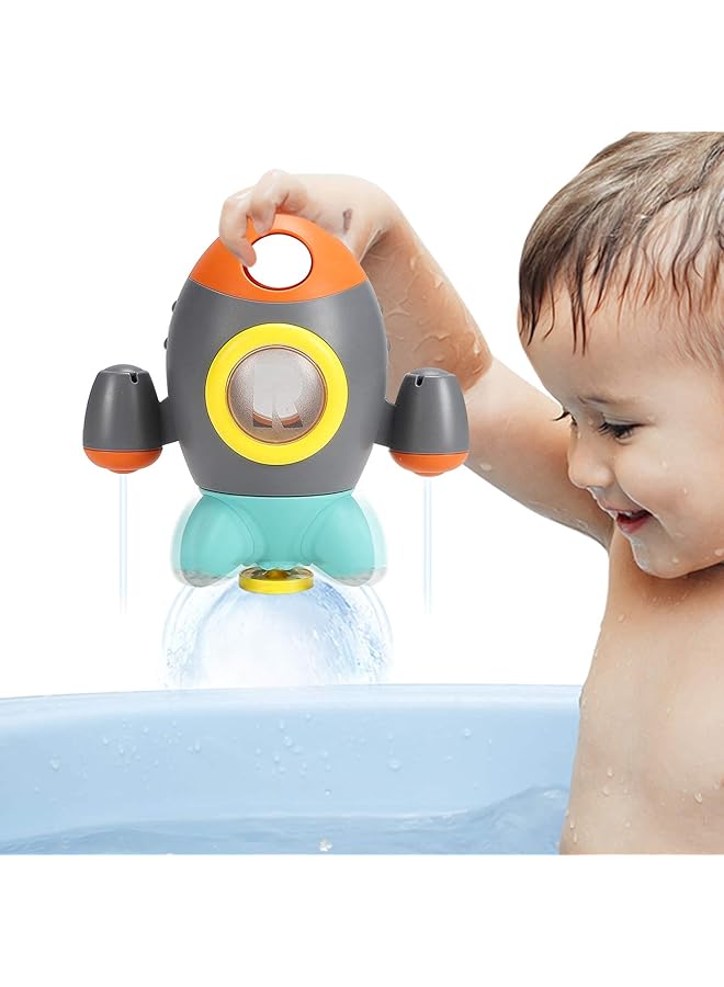 Excefore Baby Bath Toys Space Rocket Rotating Spray Water Toy Space Rocket Shape Bathtub Toys For Toddlers Girls And Boys Bath Toys For Toddler (Grey) - Image 1