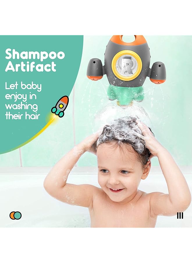 Excefore Baby Bath Toys Space Rocket Rotating Spray Water Toy Space Rocket Shape Bathtub Toys For Toddlers Girls And Boys Bath Toys For Toddler (Grey) - Image 3