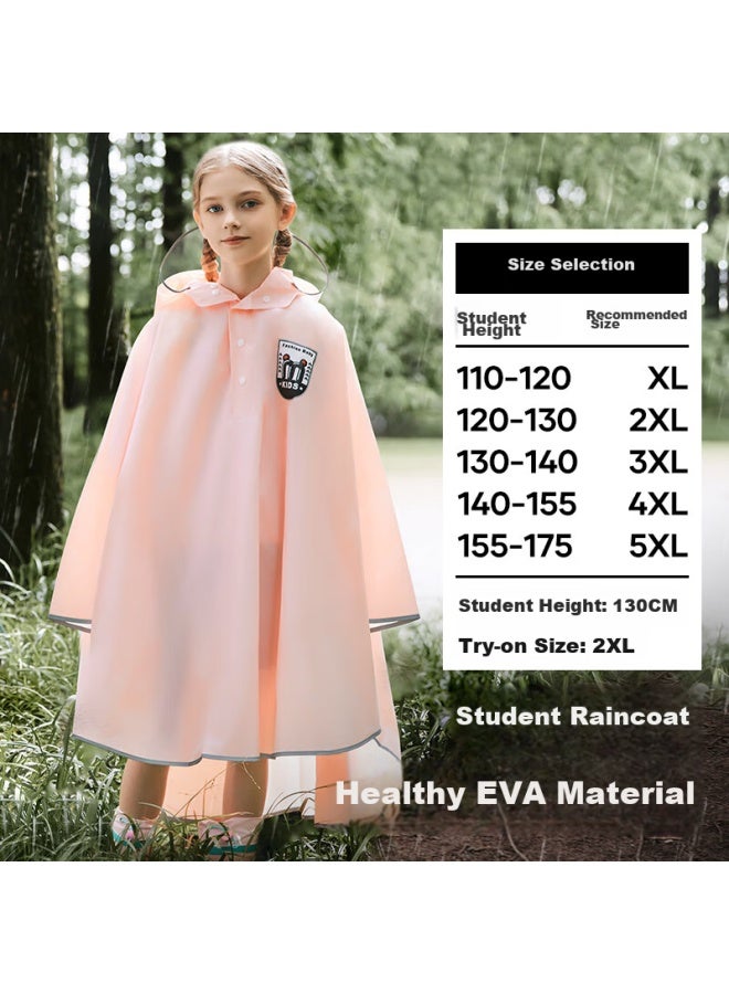 Moremerry Children's Raincoat For Boys And Girls, Full-body Waterproof With Backpack Space, Elementary School Student Rain Poncho For School, Fresh Blue, XL - Image 3