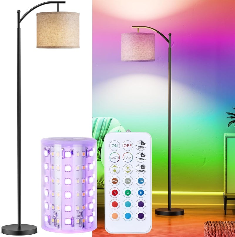 Rottogoon Battery Operated Floor Lamp, RGB Dimmable Cordless Standing Lamp with Remote Control for Living Room, Tall Floor Lamp for Bedroom - Image 1