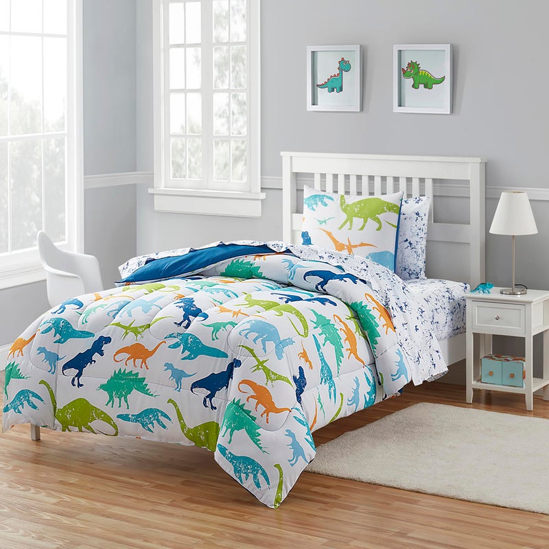 Sweet Home Collection Kids Bedding Set Bed in a Bag for Boys and Girls Toddlers Printed Sheet Set and Comforter  Twin Dinosaur 