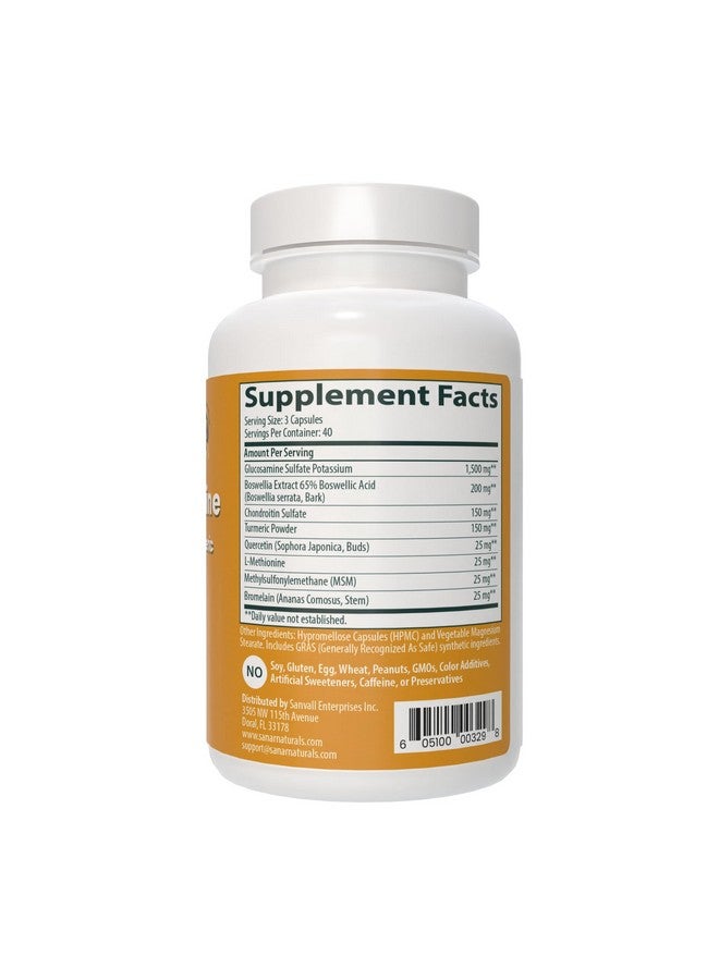 Sanar Naturals Sanar Naturals Glucosamine Chondroitin MSM Turmeric - Joint Support Supplement for Knees, Back, Hands, and Body - Non-GMO, Gluten Free, 120 Capsules - Image 2